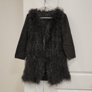 NWOT Real Wool Fur Women's Gray Wool Knitted Coat